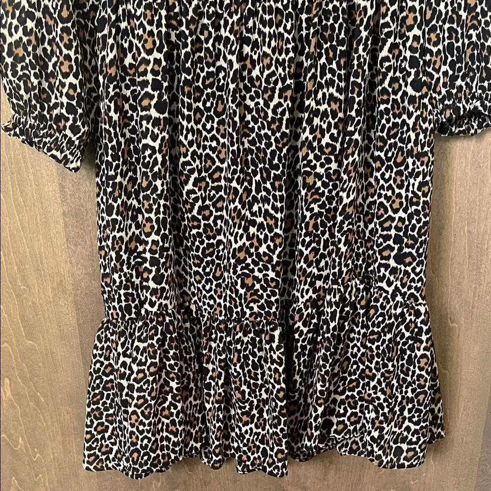 🐆 J.Crew Leopard Print Tiered Dress – Size Small 🖤 - Picture 8 of 11